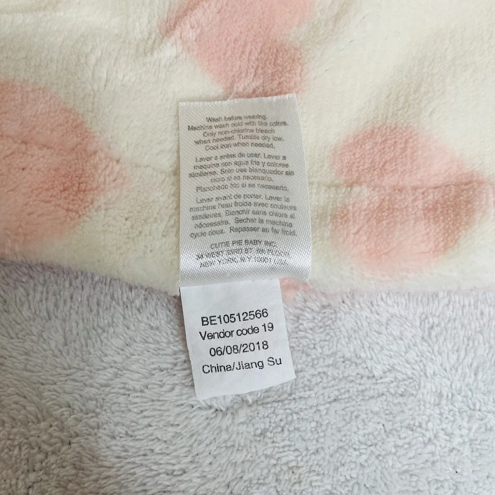Chick Pea Pink Hearts Plush Hooded Pom Pom Blanket Throw 30x30 Lovey